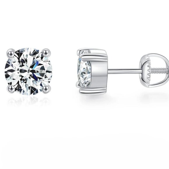 Mens 5MM Solid 925 Sterling Silver 1ct Moissanite Stud Earrings 1 ct New Jewelry